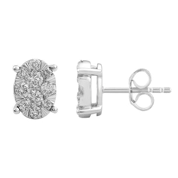 9CT ELEGANZA OVAL DIAMOND EARRINGS