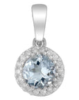 9CT LANA AQUAMARINE & DIAMOND PENDANT