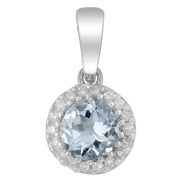 9CT LANA AQUAMARINE & DIAMOND PENDANT