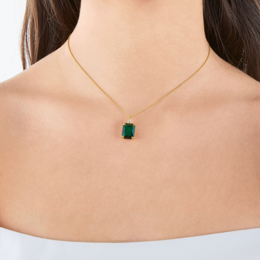 Thomas Sabo Necklace Green Stone Gold