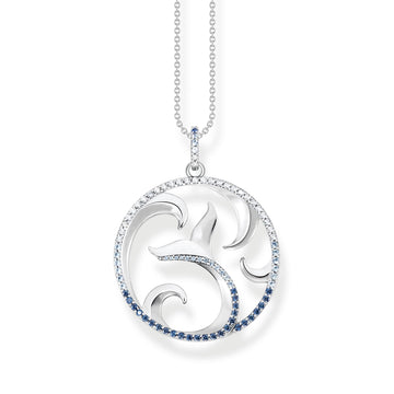 Thomas Sabo Necklace tail fin and wave with blue stones