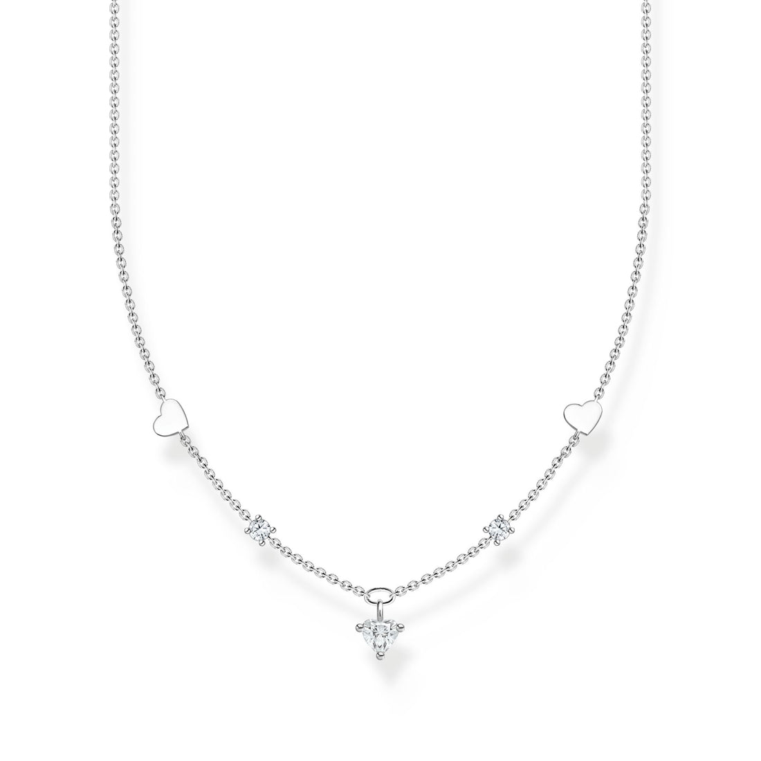 Thomas Sabo Necklace with hearts and white stones silver