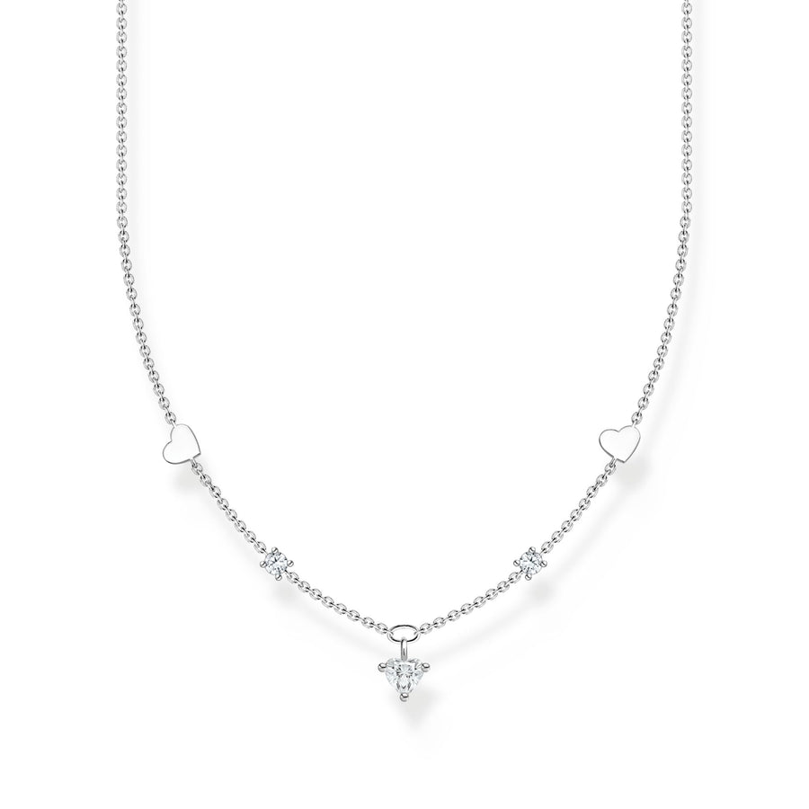 Thomas Sabo Necklace with hearts and white stones silver