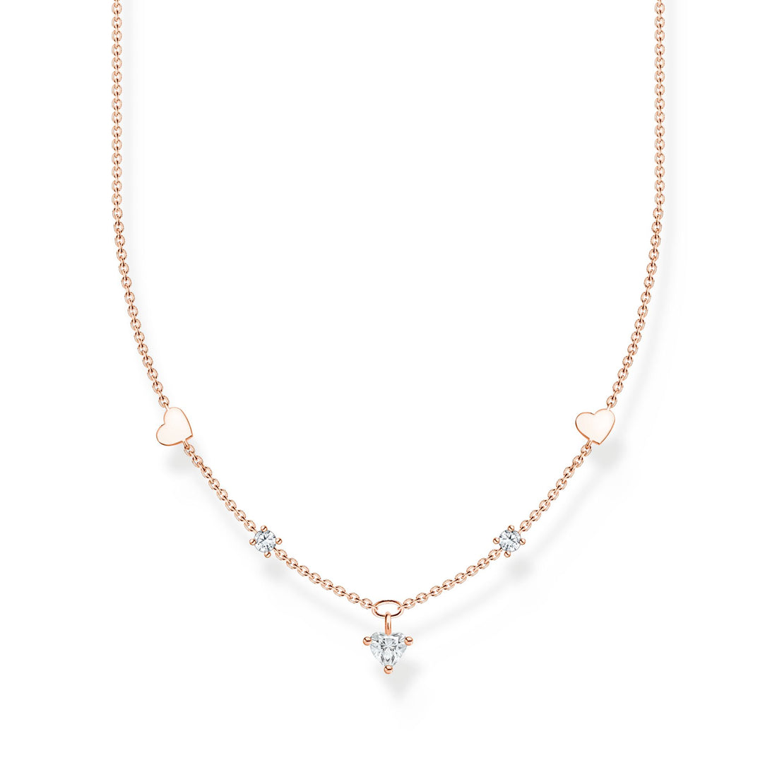 Thomas Sabo Necklace with hearts and white stones rose gold