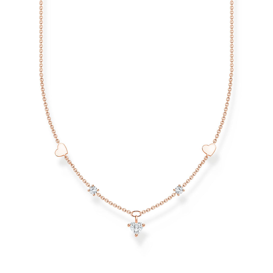 Thomas Sabo Necklace with hearts and white stones rose gold