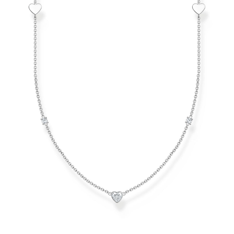 Thomas Sabo Necklace with hearts and white stones silver