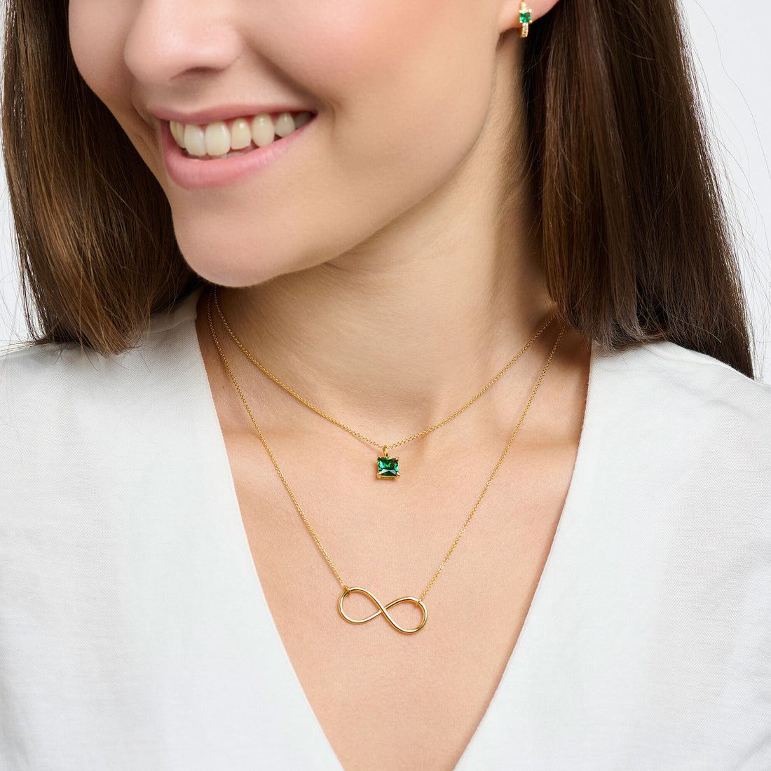 THOMAS SABO Necklace with green stone gold