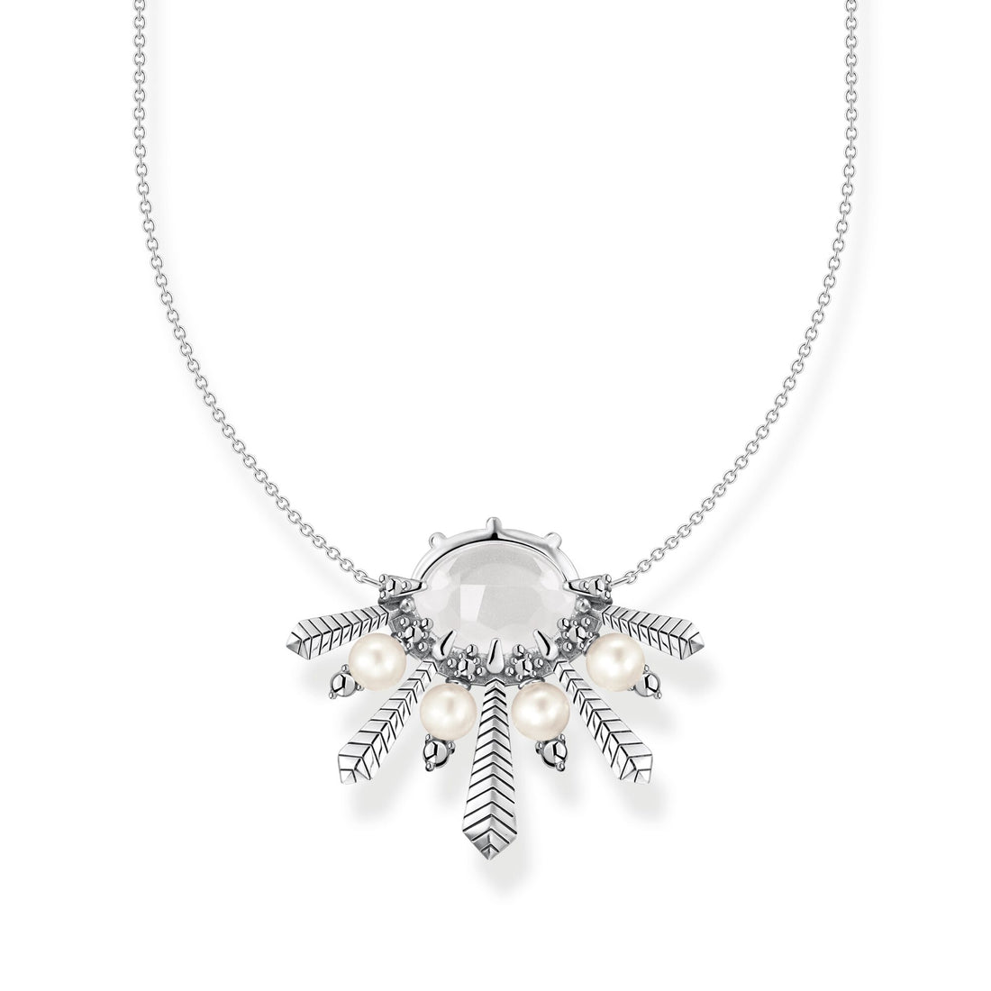 THOMAS SABO Necklace milky quartz with winter sun rays silver