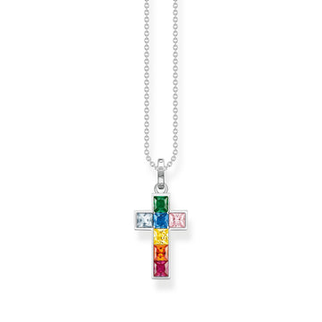 THOMAS SABO Necklace cross colourful stones silver