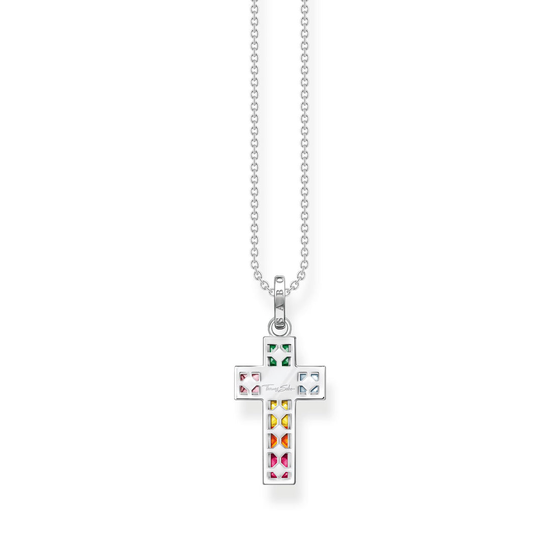 THOMAS SABO Necklace cross colourful stones silver