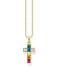 THOMAS SABO Necklace cross colourful stones gold