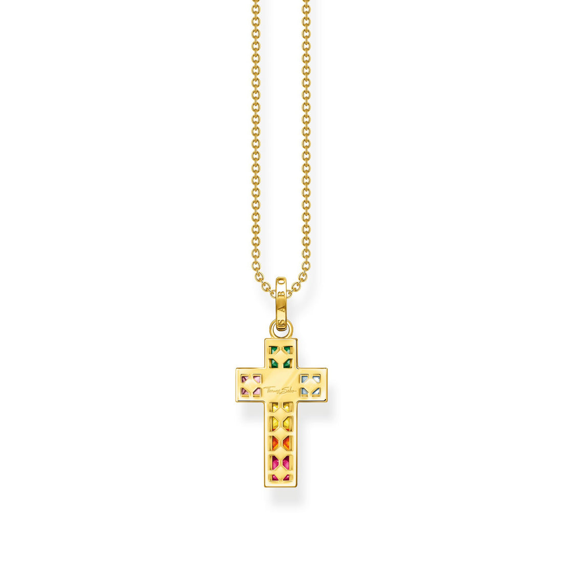 THOMAS SABO Necklace cross colourful stones gold