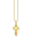 THOMAS SABO Necklace cross colourful stones gold