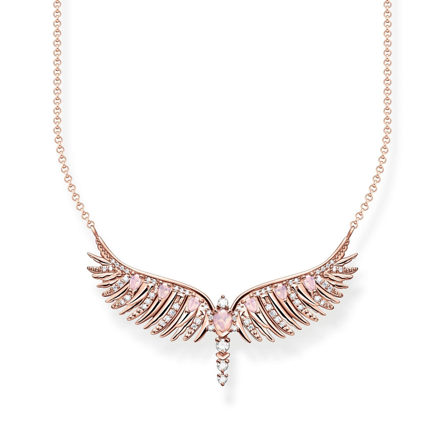 THOMAS SABO Necklace phoenix wing with pink stones rose gold