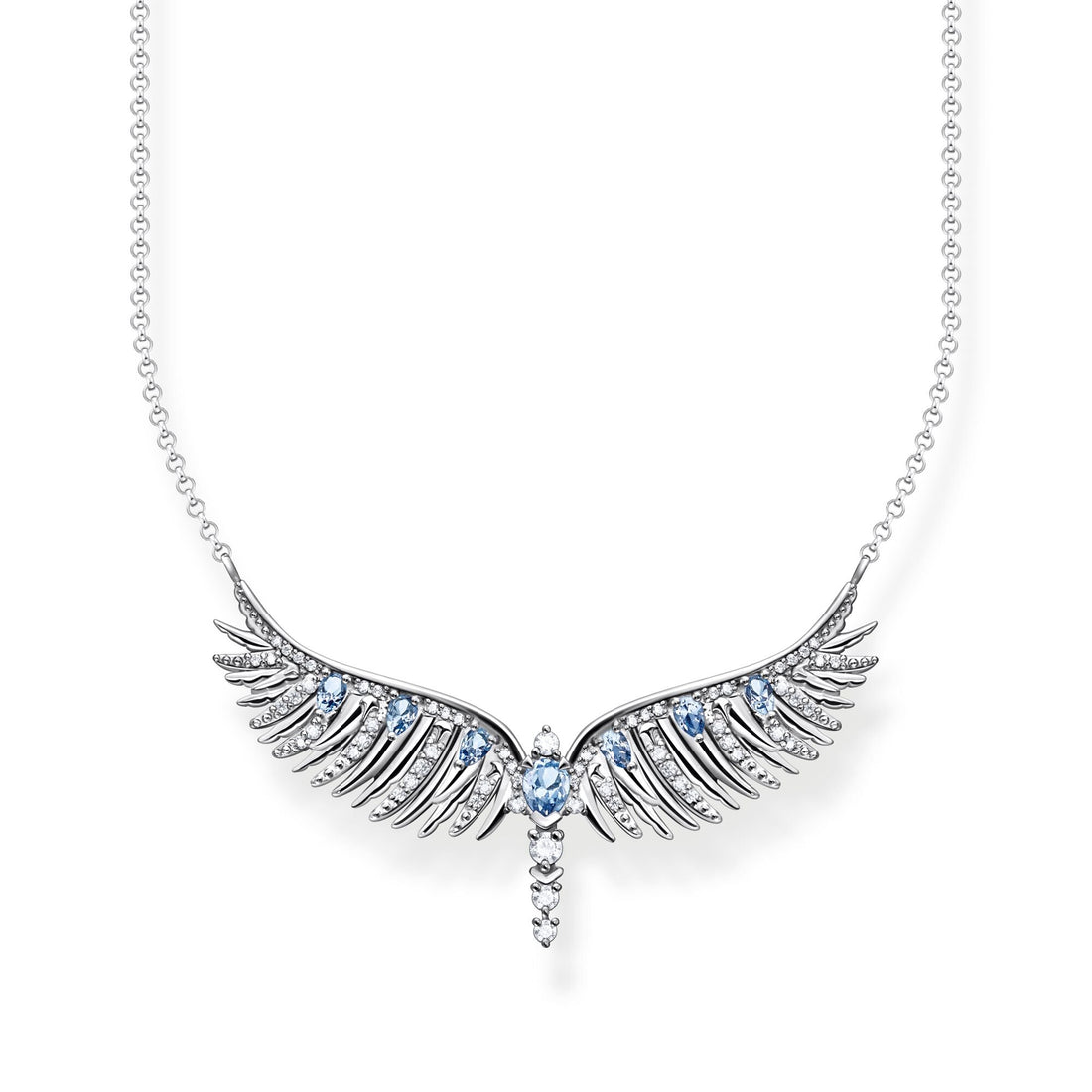 THOMAS SABO Necklace phoenix wing with blue stones silver