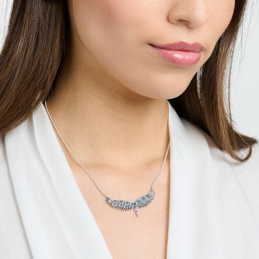 THOMAS SABO Necklace phoenix wing with blue stones silver