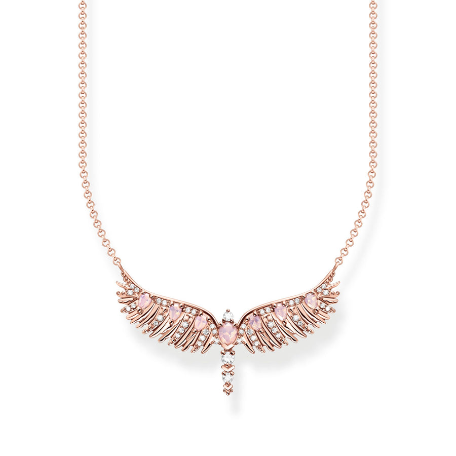 THOMAS SABO Necklace phoenix wing with pink stones rose gold