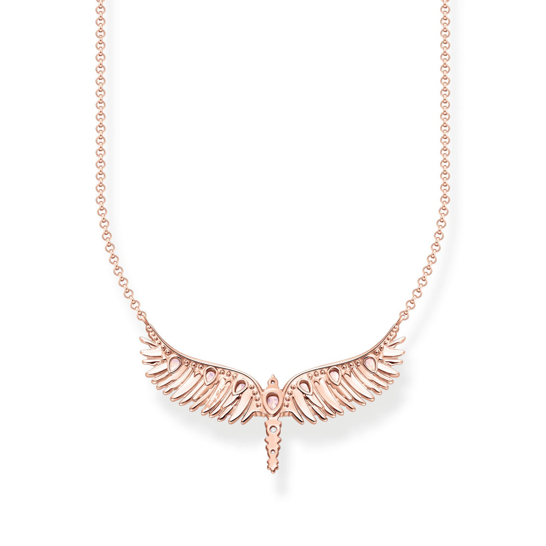 THOMAS SABO Necklace phoenix wing with pink stones rose gold