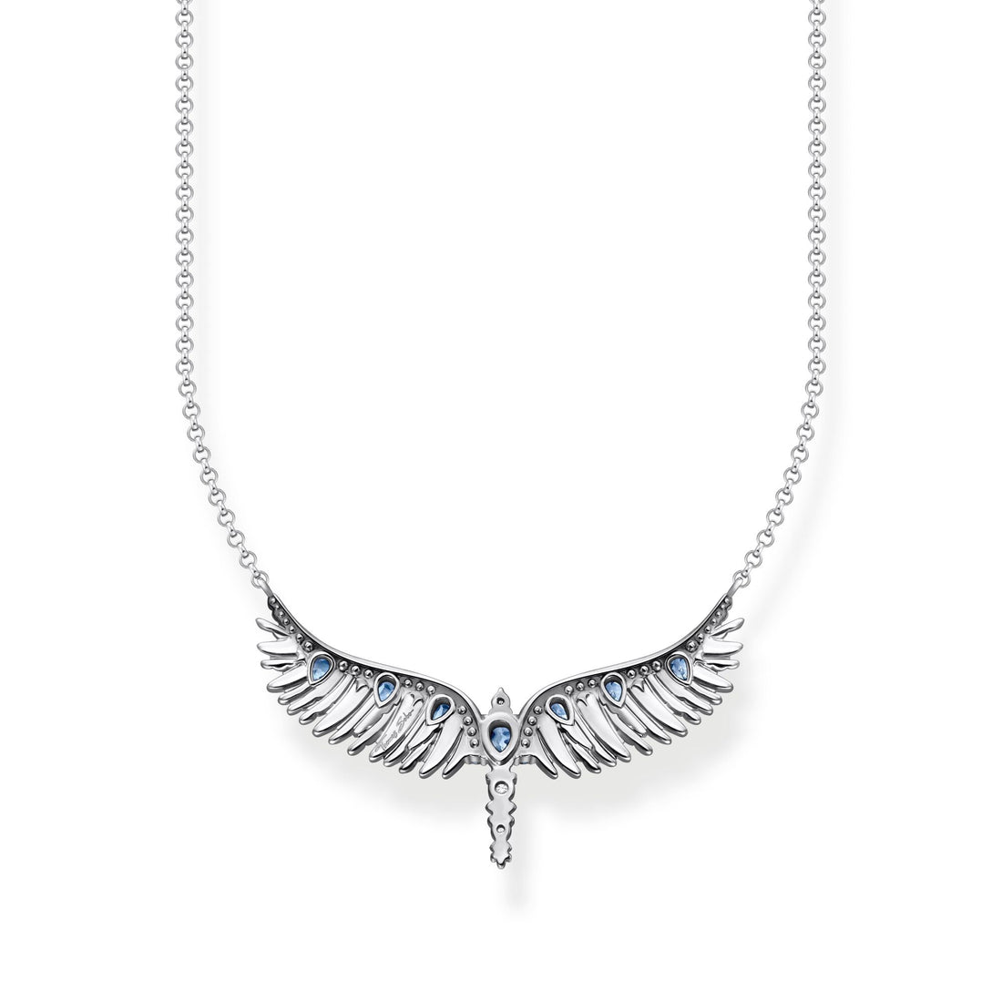 THOMAS SABO Necklace phoenix wing with blue stones silver