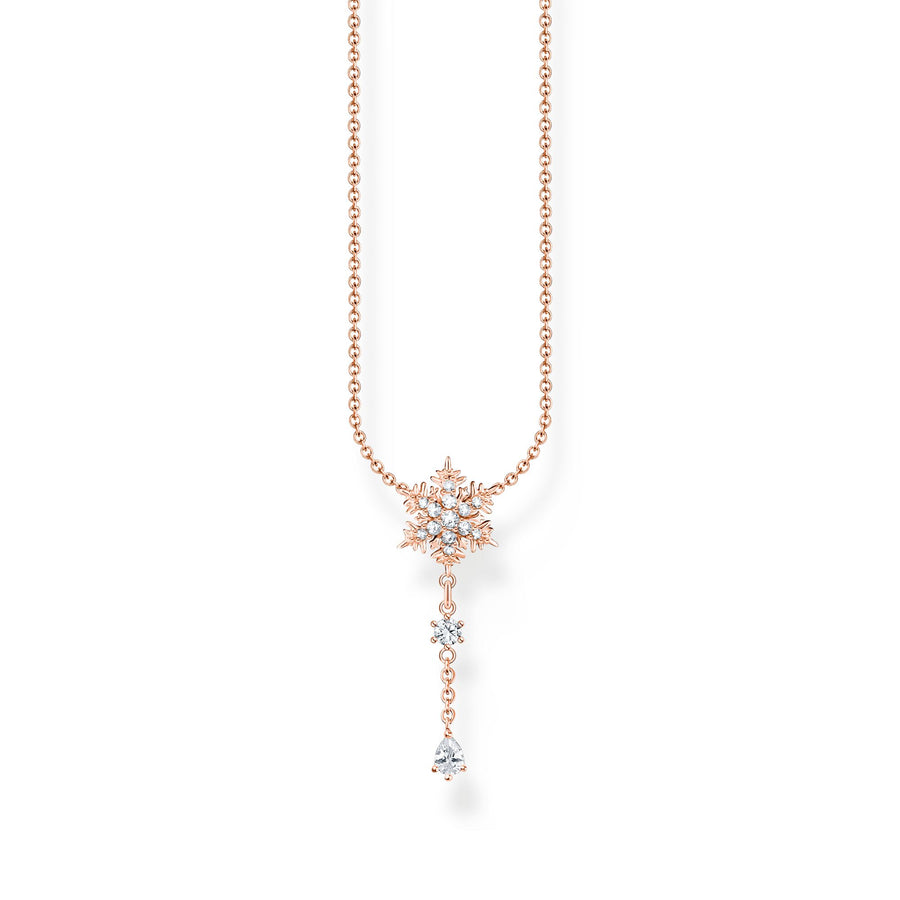 THOMAS SABO Necklace snowflake with white stones rose gold