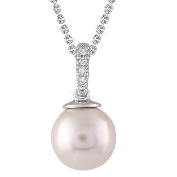 9CT SAVANNAH PEARL & DIAMOND NECKLACE