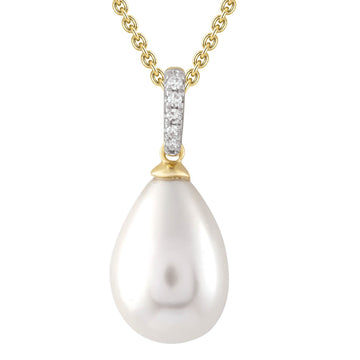 9CT PAMELA PEARL & DIAMOND NECKLACE