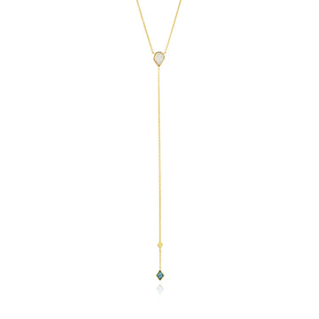 Ania Haie Turquoise And Opal Colour Y Necklace - Gold