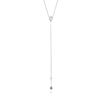 Ania Haie Turquoise And Opal Colour Y Necklace - Silver