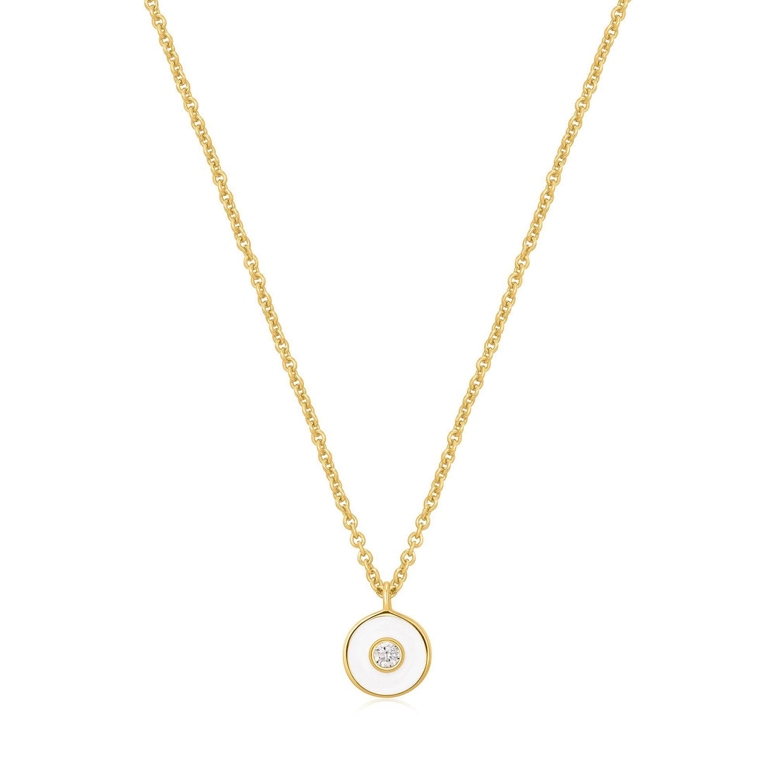 Ania Haie Optic White Enamel Disc Gold Necklace