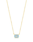 Ania Haie Powder Blue Enamel Emblem Gold Necklace