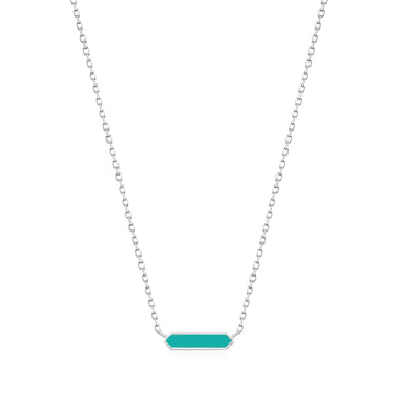 Ania Haie Teal Enamel Emblem Silver Necklace