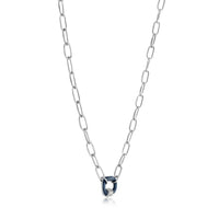 Ania Haie Navy Blue Enamel Carabiner Silver Necklace