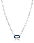 Ania Haie Navy Blue Enamel Carabiner Silver Necklace