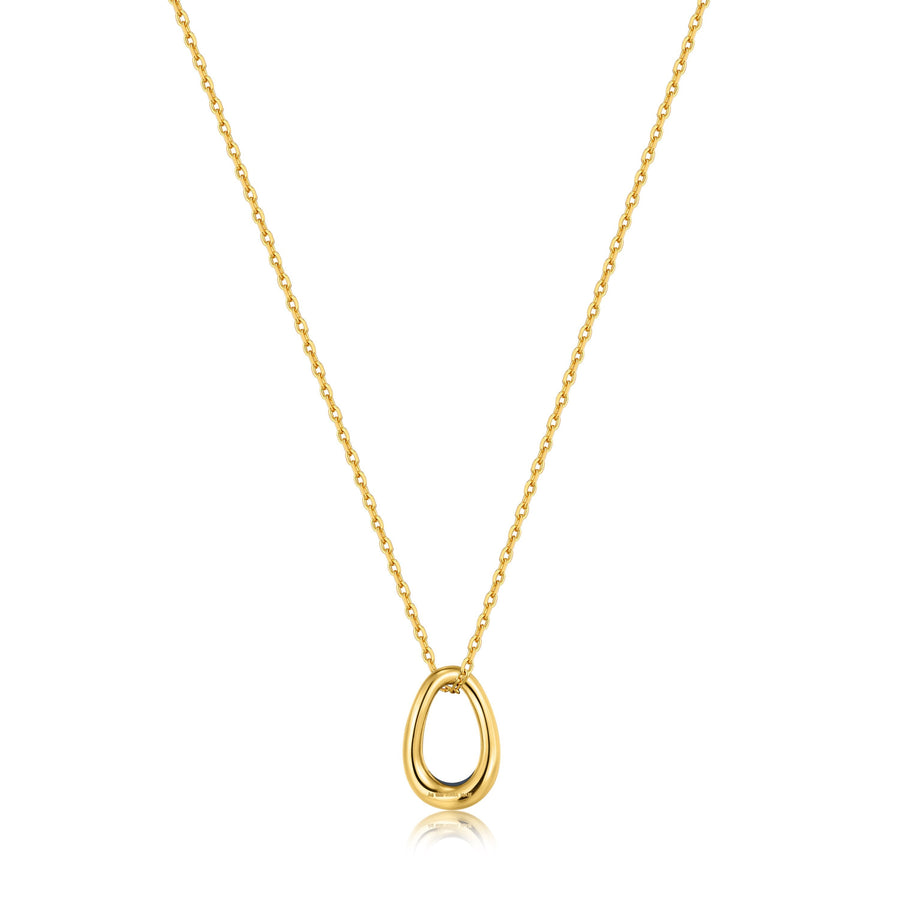 Ania Haie Navy Blue Enamel Gold Twisted Pendant Necklace