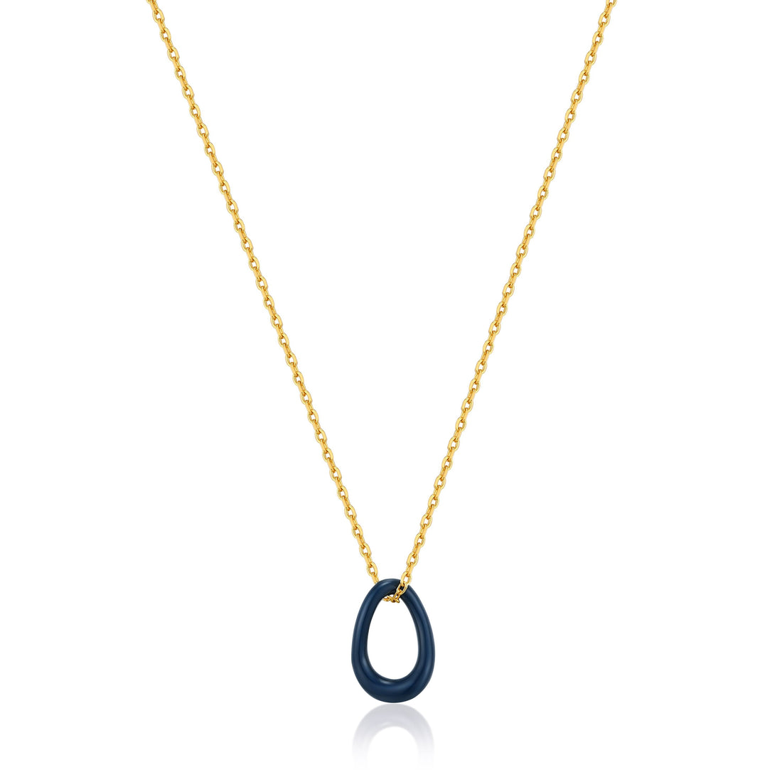 Ania Haie Navy Blue Enamel Gold Twisted Pendant Necklace