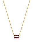 Ania Haie Claret Red Enamel Gold Link Necklace