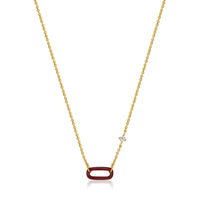 Ania Haie Claret Red Enamel Gold Link Necklace