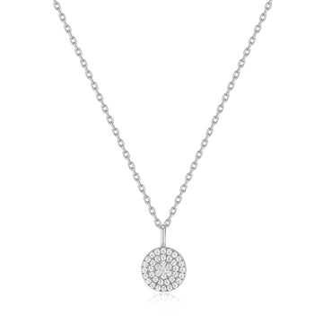 Silver Glam Disc Pendant Necklace