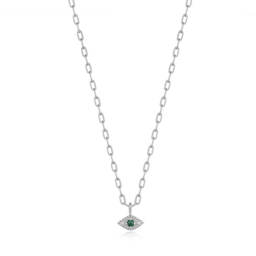 Silver Malachite Evil Eye Necklace