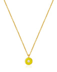 Neon Yellow Enamel Disc Gold Necklace