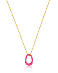 Neon Pink Enamel Gold Twisted Pendant Necklace