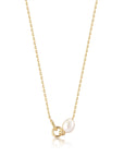 Ania Haie Gold Pearl Link Chain Necklace