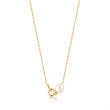 Ania Haie Gold Pearl Link Chain Necklace