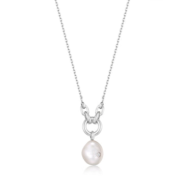 Ania Haie Silver Pearl Sparkle Pendant Necklace