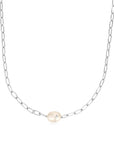 Ania Haie Silver Pearl Sparkle Chunky Chain Necklace