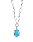 Ania Haie Silver Turquoise Chunky Chain Drop Pendant Necklace