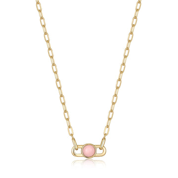 Ania Haie Gold Orb Rose Quartz Link Necklace