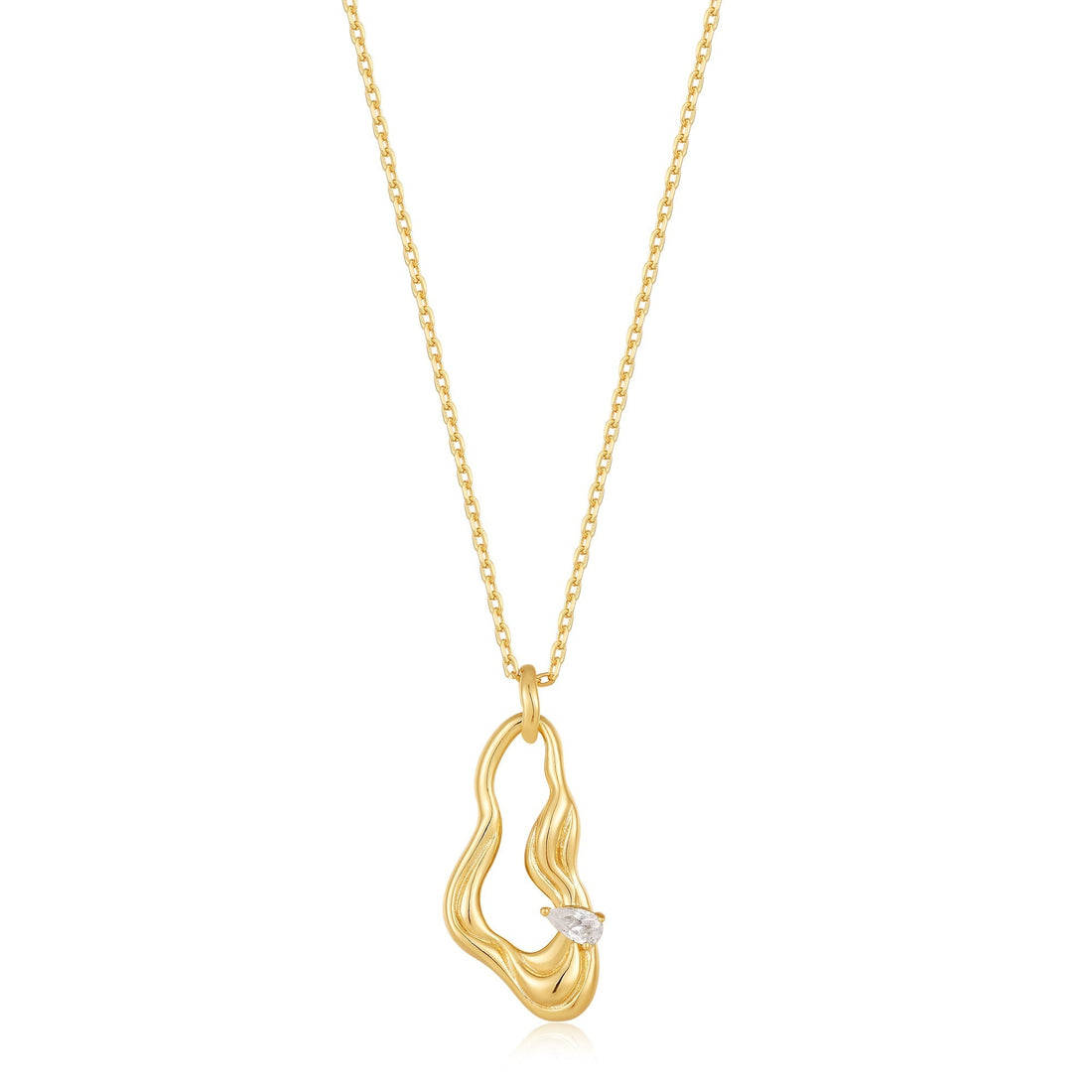 Ania Haie Gold Twisted Wave Drop Pendant Necklace