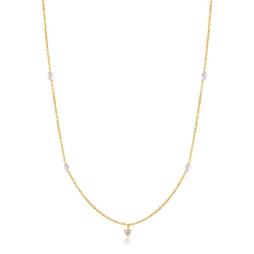 Ania Haie 14kt Gold Pearl and White Sapphire Necklace