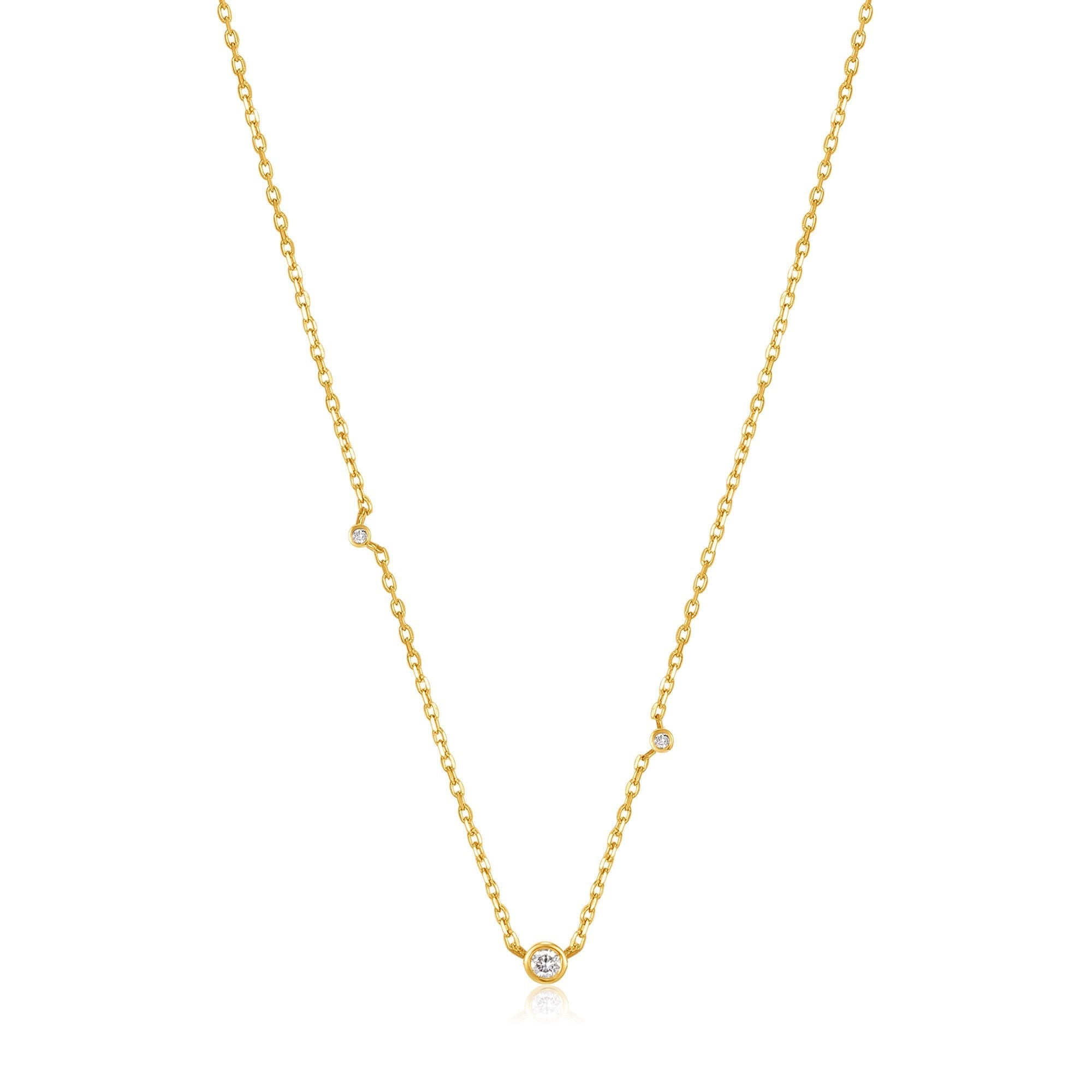 Ania Haie 14kt Gold Triple Natural Diamond Necklace